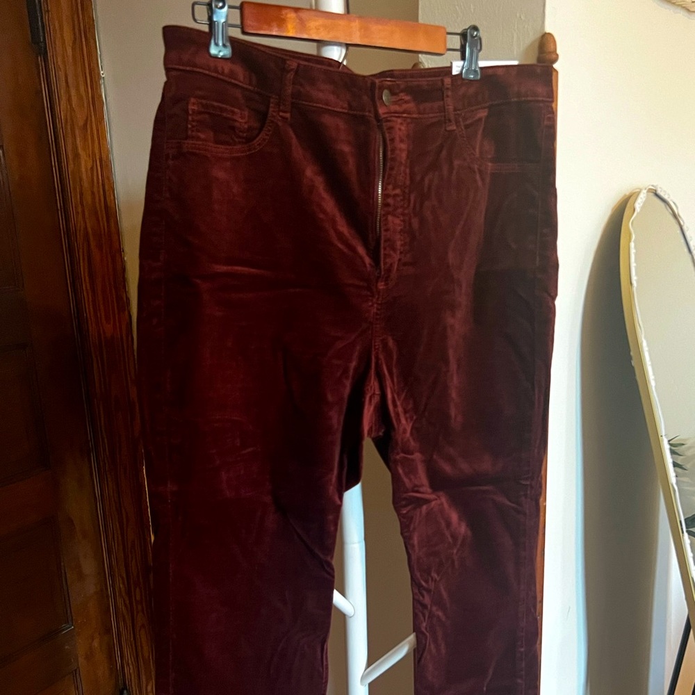 NWT Loft curvy skinny corduroy pants in rust. Size 33.